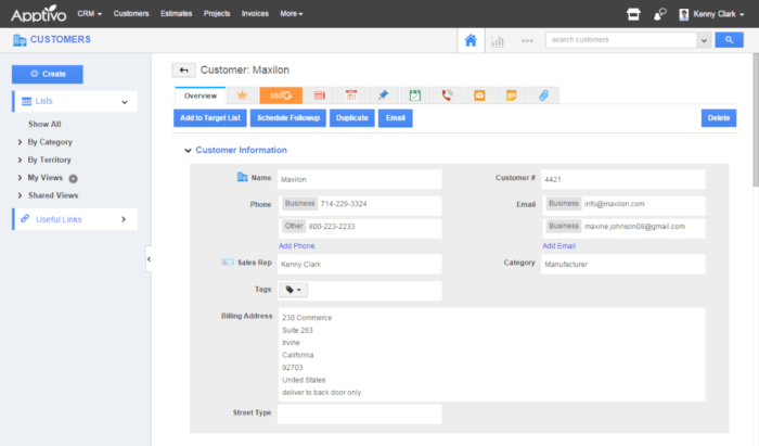 Apptivo product screenshot