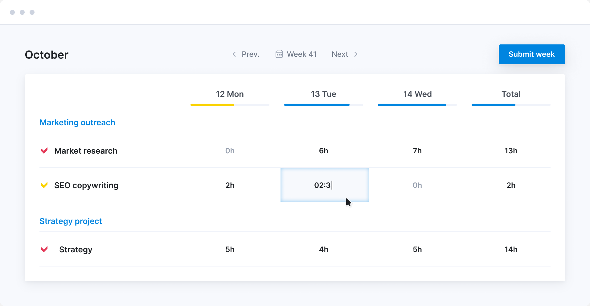 log time in timesheet